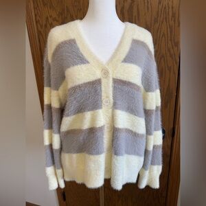 Thread & Supply Striped Cream and Gray Women's Sweater
